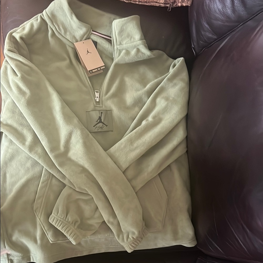 Jordan Men's Olive Zip-Up Sweater